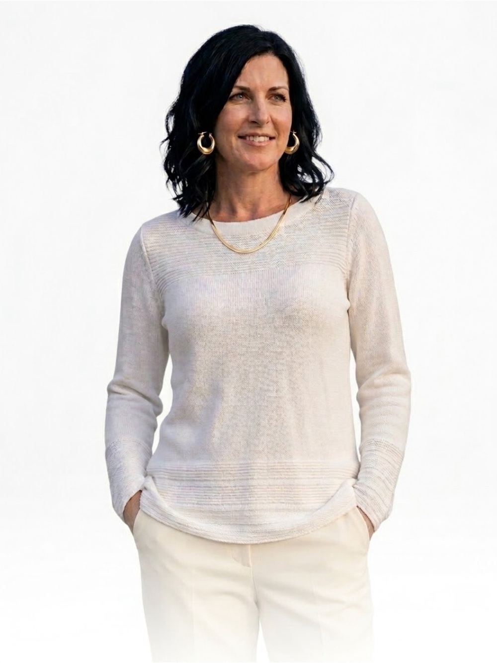 NWT Karen Scott 100% Cotton Ottoman Ribbed Sweater XL Winter White Boatneck Top